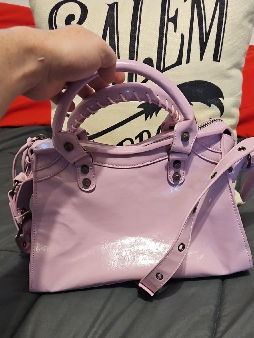 Balenciaga Lilac City Leather Satchel with Heart Tag - Picture 5 of 7